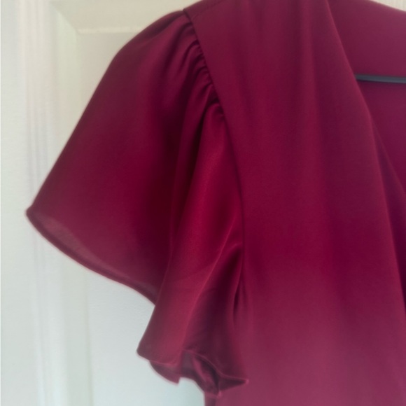 Express Cut Out short sleeve Romper Chiffon coquette sweet NWOT magenta bow - Picture 3 of 12